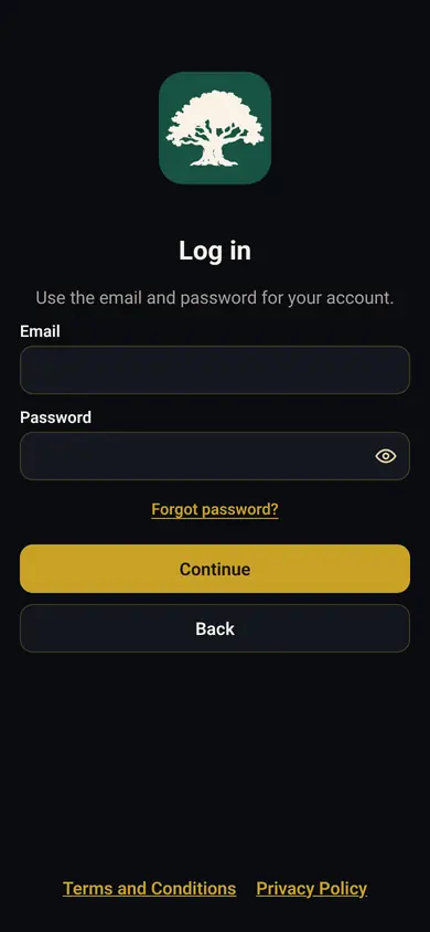 Sharewoodeats sign-in screen